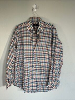 Robert Talbott Men’s Tailored Fit Colorful Plaid Button Down Size XL